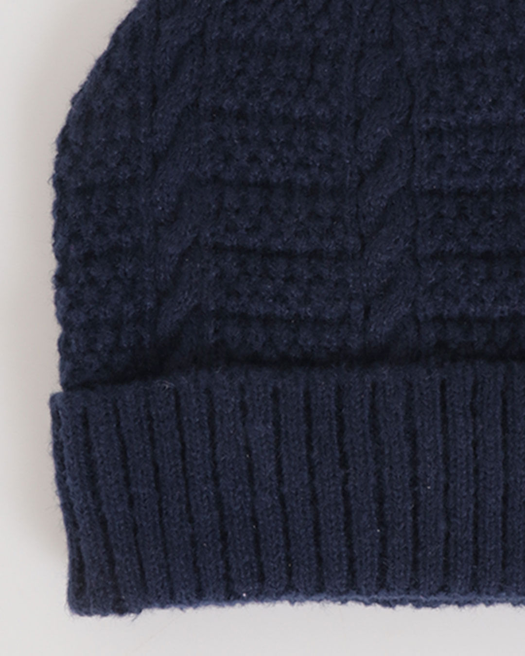 Gorro Juvenil Com Forro Tricô Trançado Marinho-1746203305847