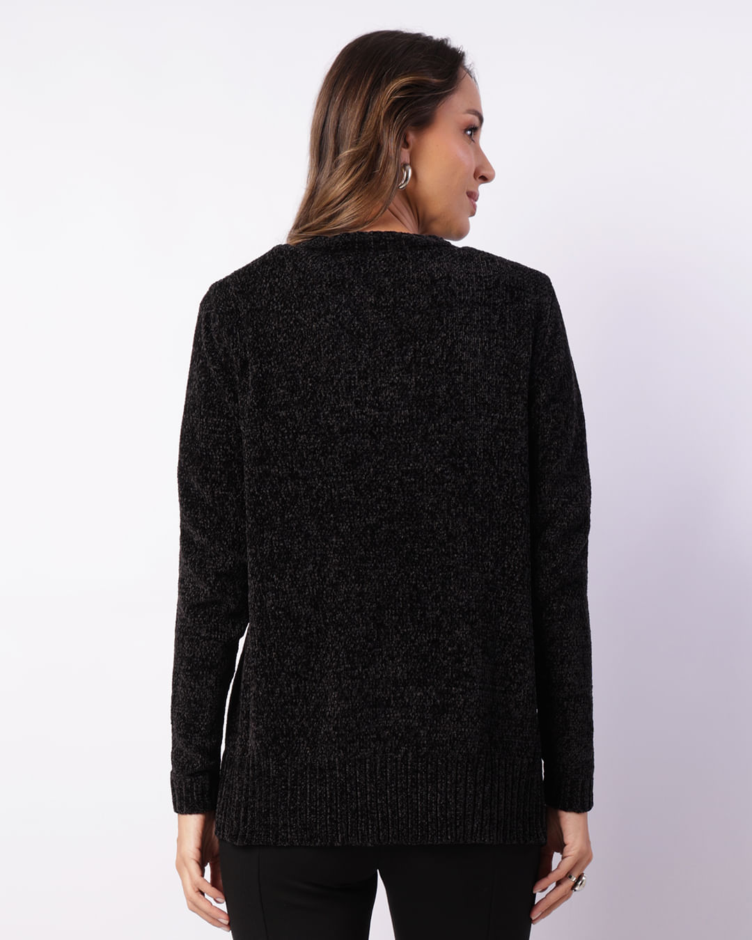 Cardigan-Chenille-C02 preto---Preto