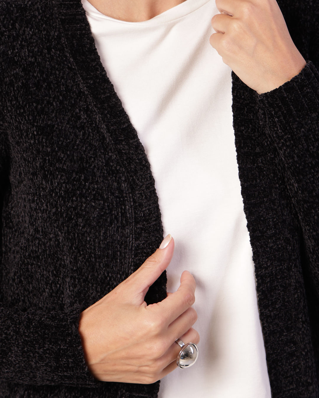 Cardigan-Chenille-C02 preto---Preto