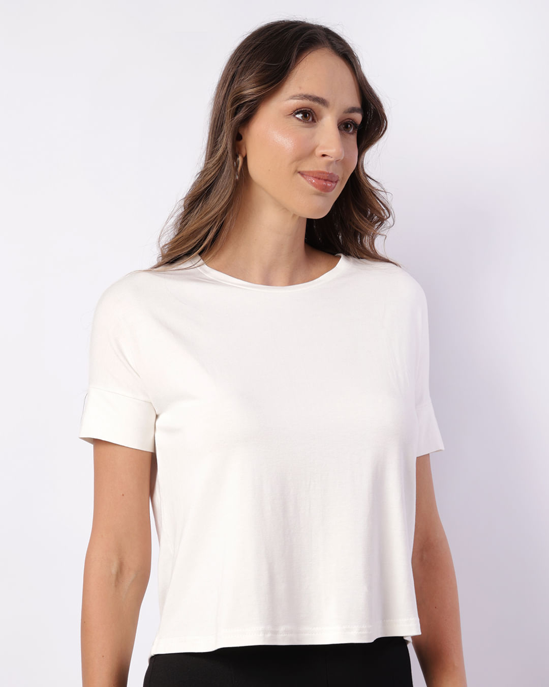 Blusa Feminina Viscose Manga Curta Off White