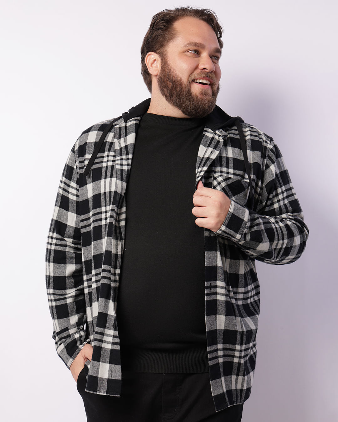Camisa-Flanela-Ml-C-Capuz--Preto--Plus---Preto
