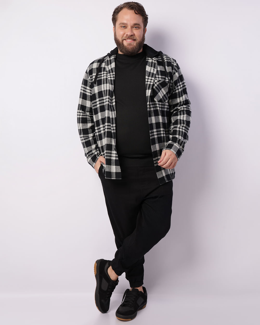 Camisa-Flanela-Ml-C-Capuz--Preto--Plus---Preto