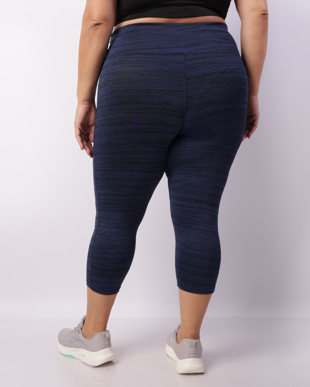 Calça Fitness Feminina Plus Size Capri Azul Marinho-1746459892223
