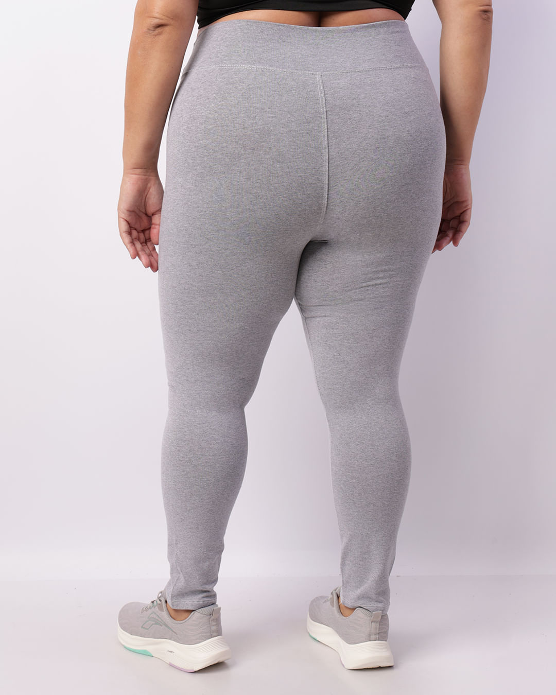 Calça Legging Fitness Plus Size Feminina Básica Cinza -1746461607030