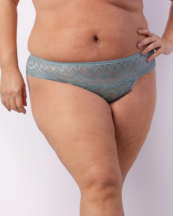Calcinha Plus Size Feminina Biquíni Renda Azul 50