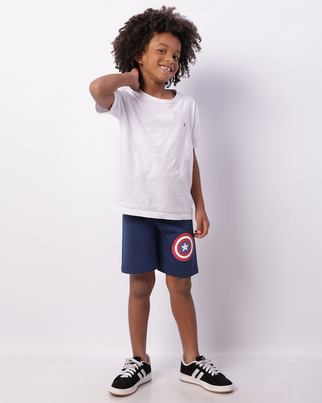 Bermuda Infantil Moletinho Marvel Capitão América Marinho-1746702617799