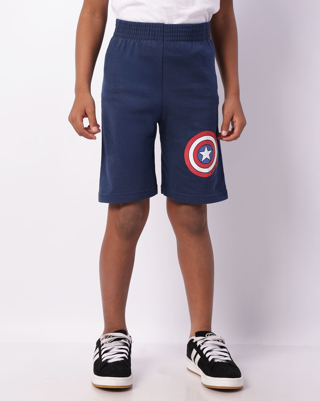Bermuda Infantil Moletinho Marvel Capitão América Marinho-1746702639475