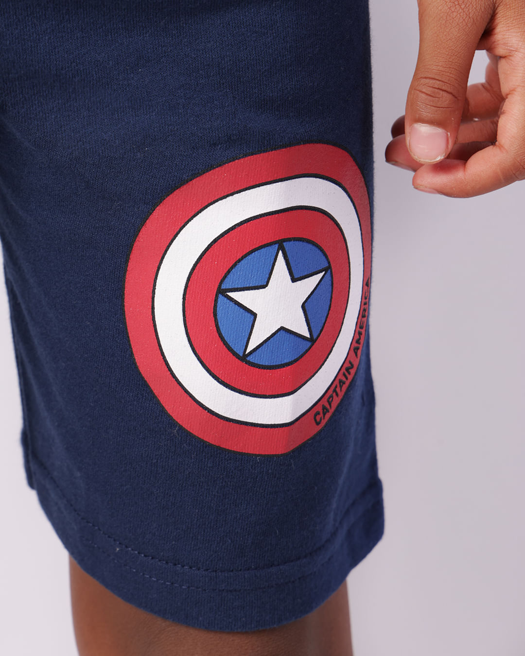 Bermuda Infantil Moletinho Marvel Capitão América Marinho-1746702648124