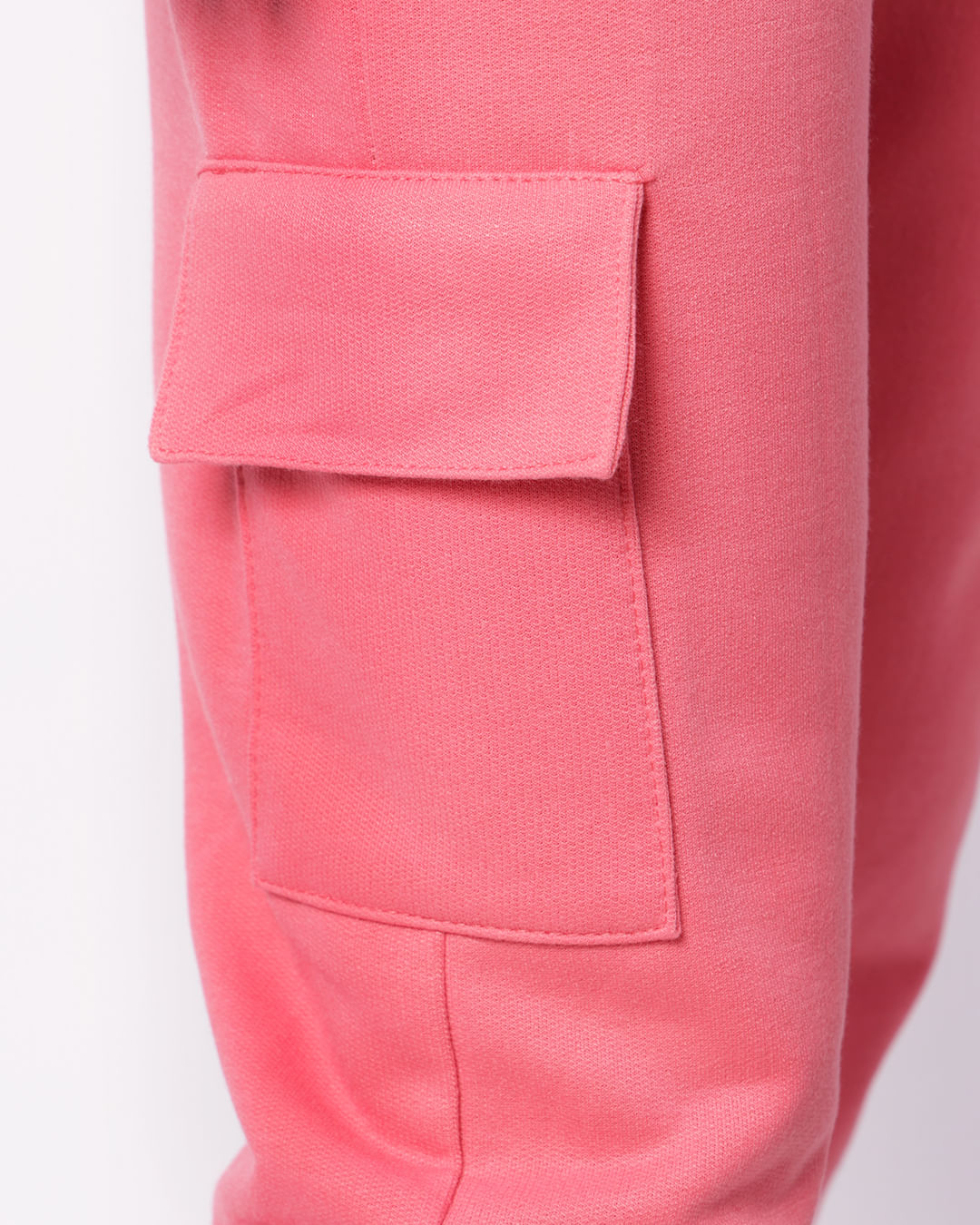 Calça Moletom Juvenil Jogger Bolso Cargo Rosa-1746719046156