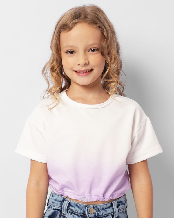 Blusa Infantil Cropped Moletinho Estampa Degradê Branca 10