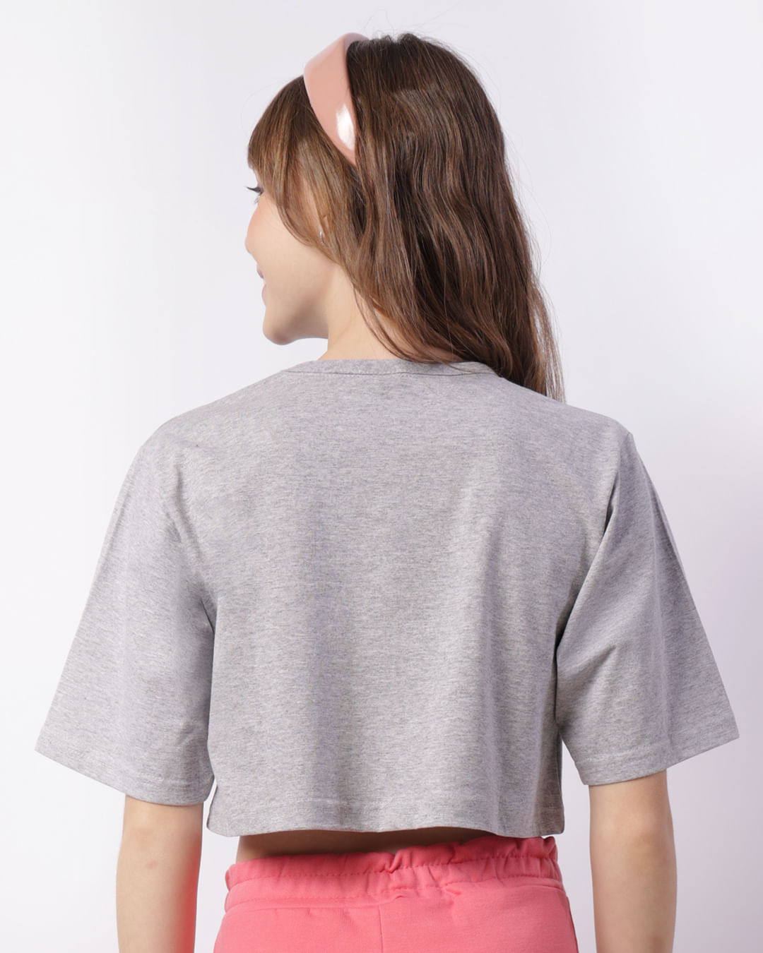 Camiseta Juvenil Cropped Estampa Los Angeles Cinza-1746721013471