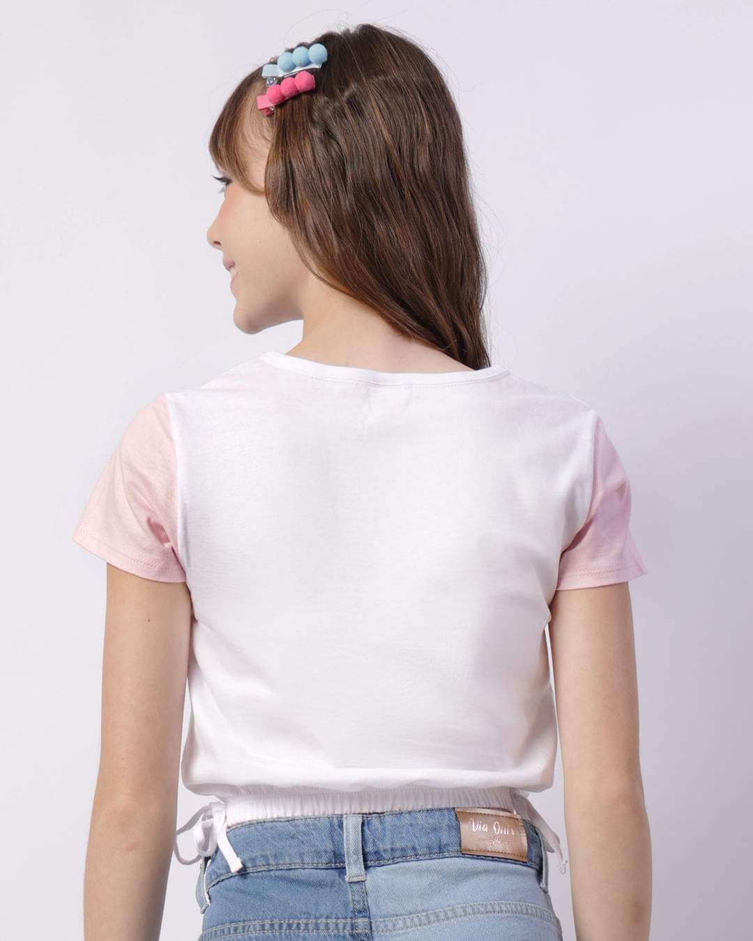 Blusa Juvenil Cropped Estampa Elástico Na Barra Branca-1746721162242