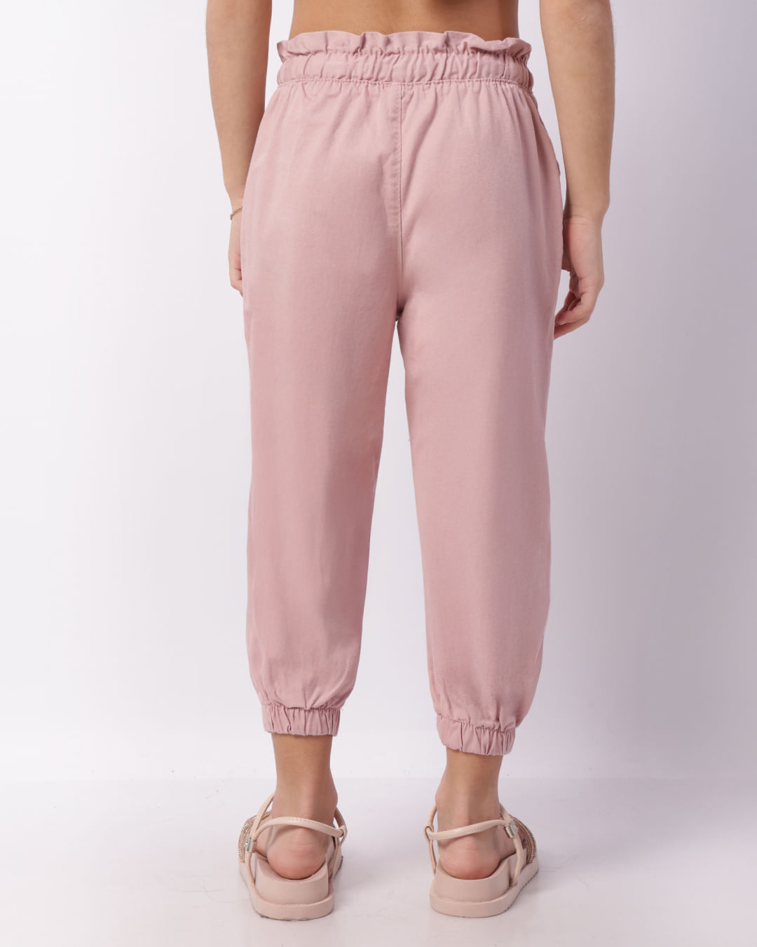 Calça Sarja Infantil Jogger Com Bolso Rosa-1746791395988