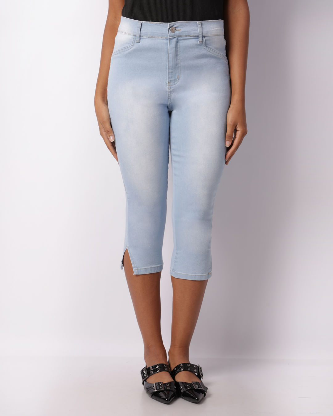 Calça Jeans Feminina Capri Estonada Azul -1746802574424