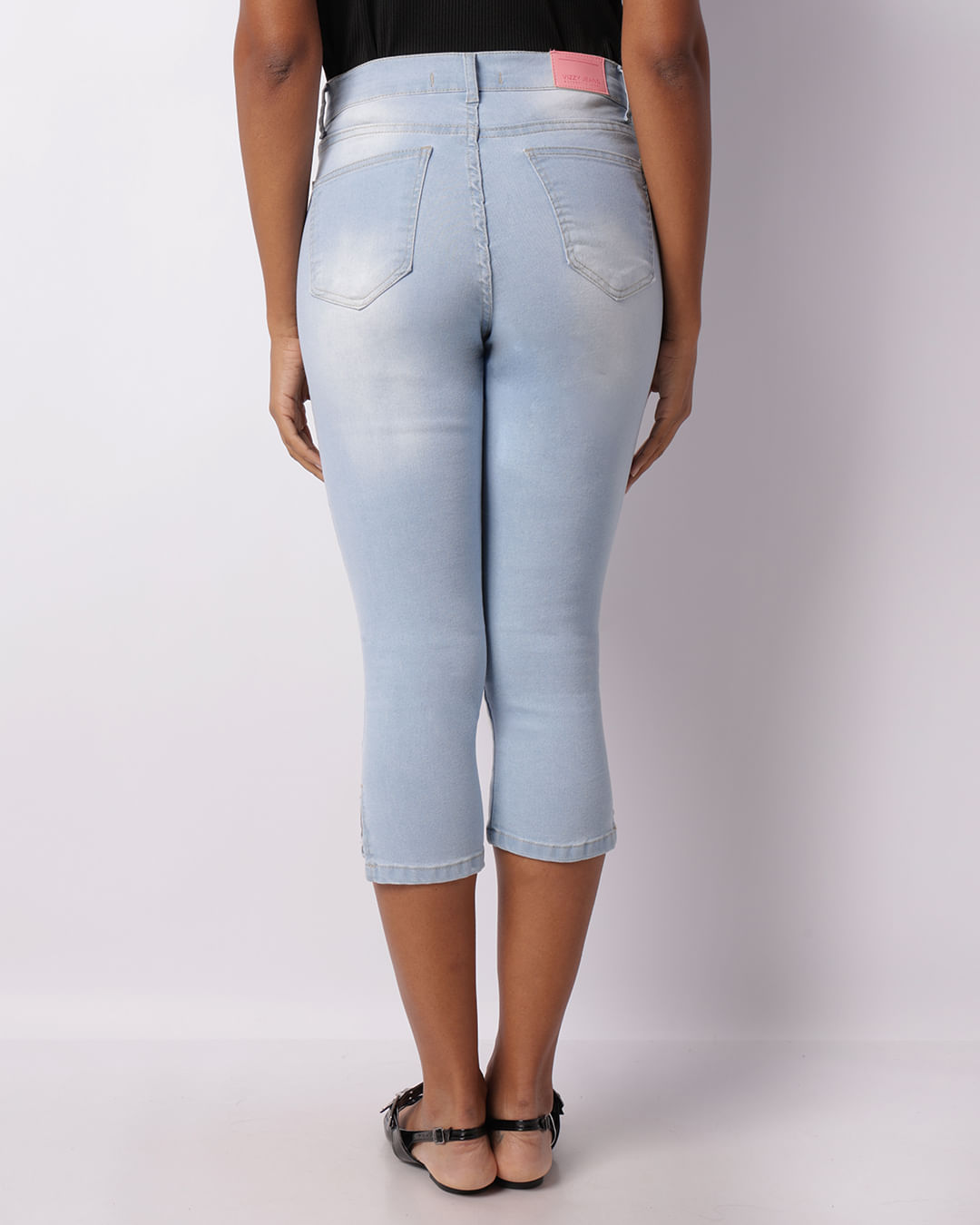 Calça Jeans Feminina Capri Estonada Azul -1746802580720