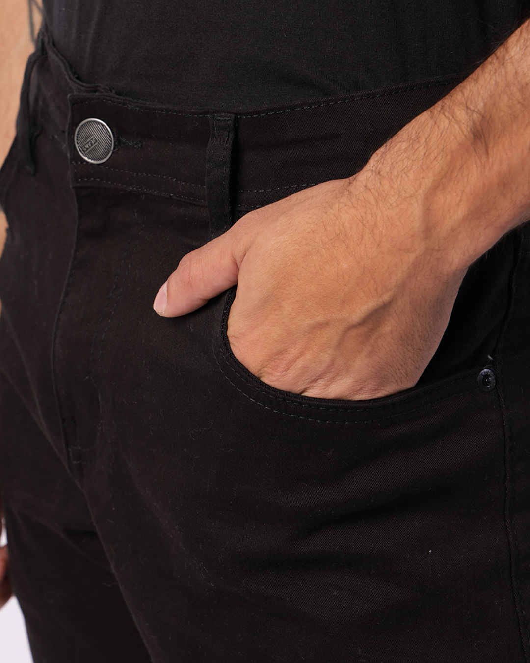 Calça Sarja Masculina Slim Preta-1746804644663
