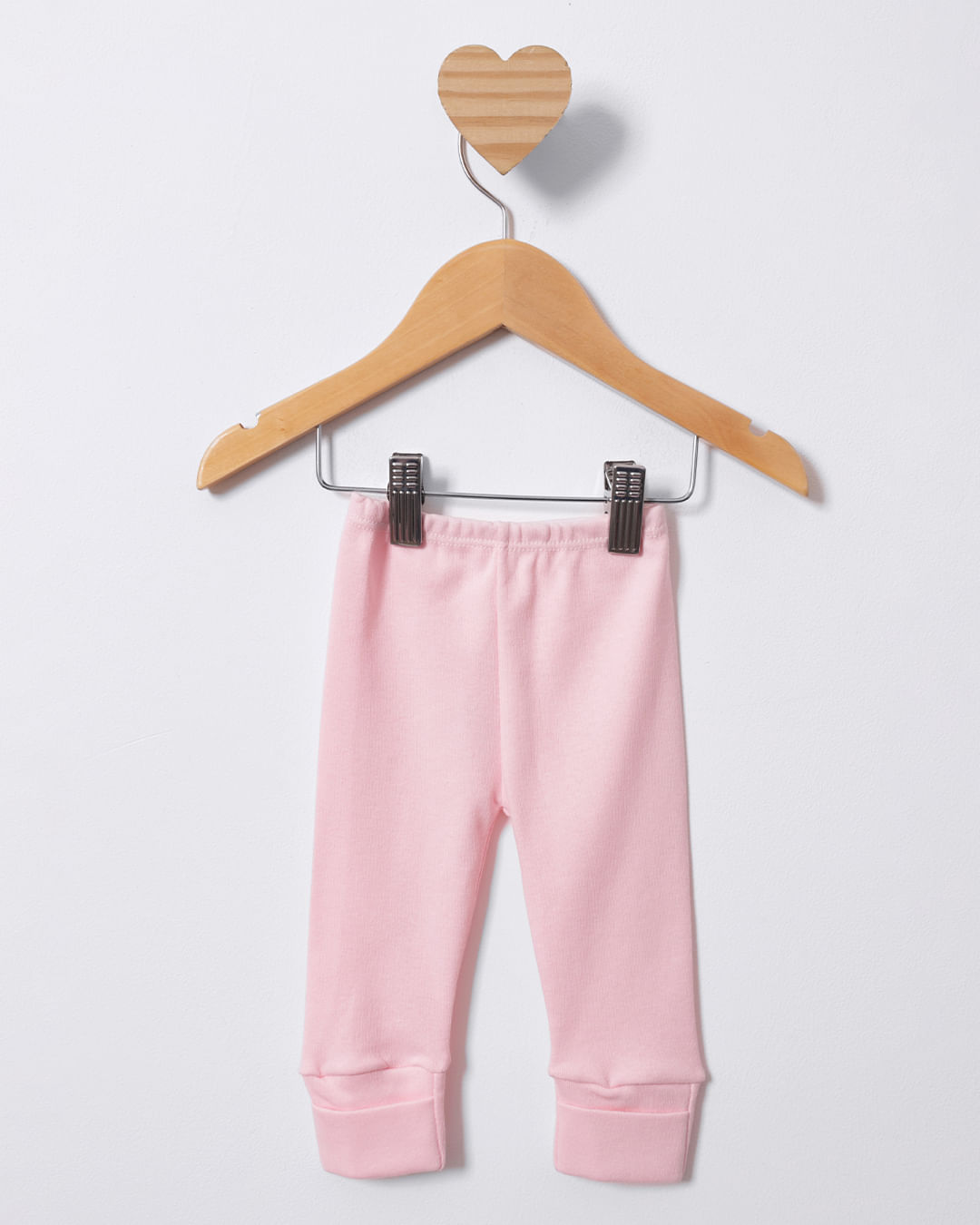 Calça Culote Bebê Com Vira Pé Rosa Claro-1747315570389