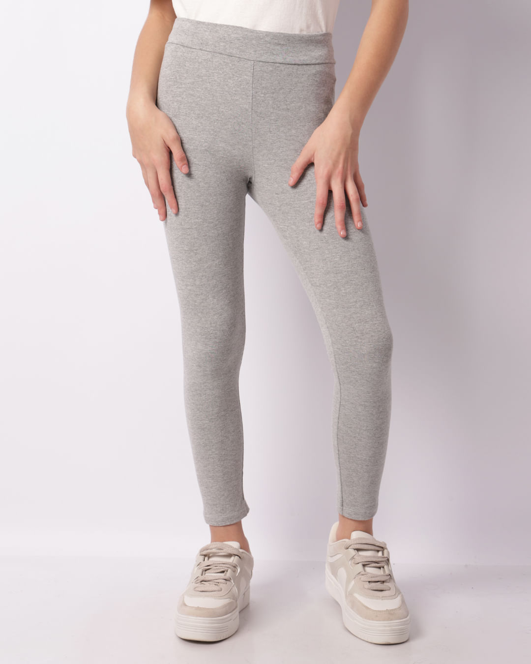 Calça Legging Juvenil Básica Lisa Cinza-1747317991462