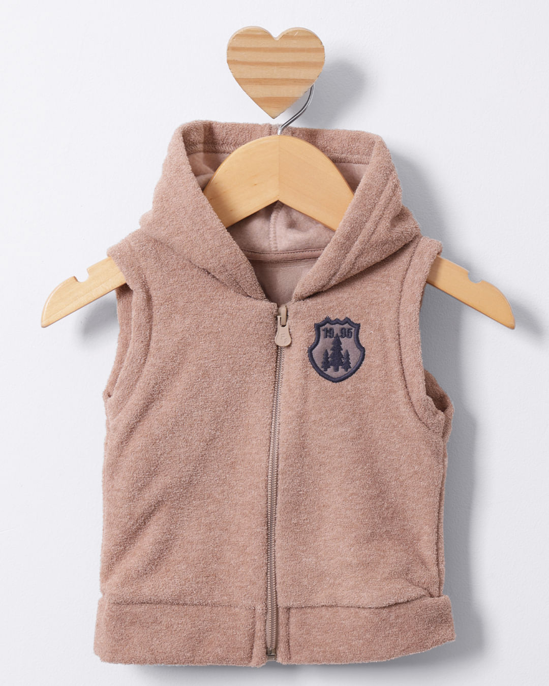 Colete Bebê Com Capuz Poliviscose Marrom-1747321639610