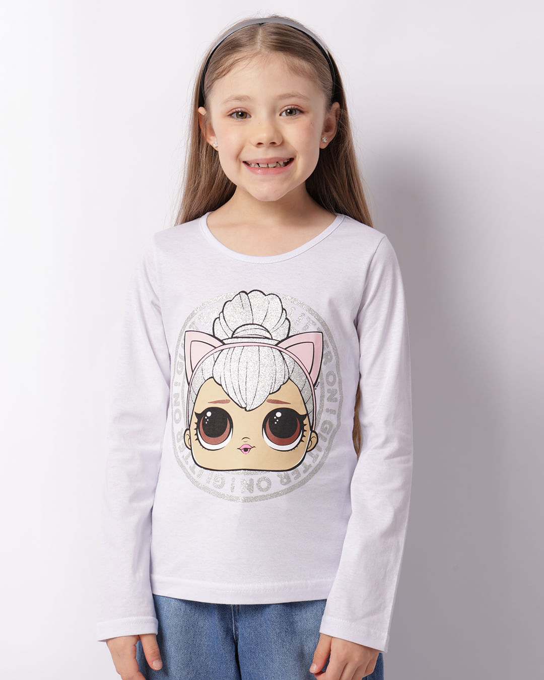 Camiseta Infantil Lol Surprise Manga Longa Branca-1747323460687