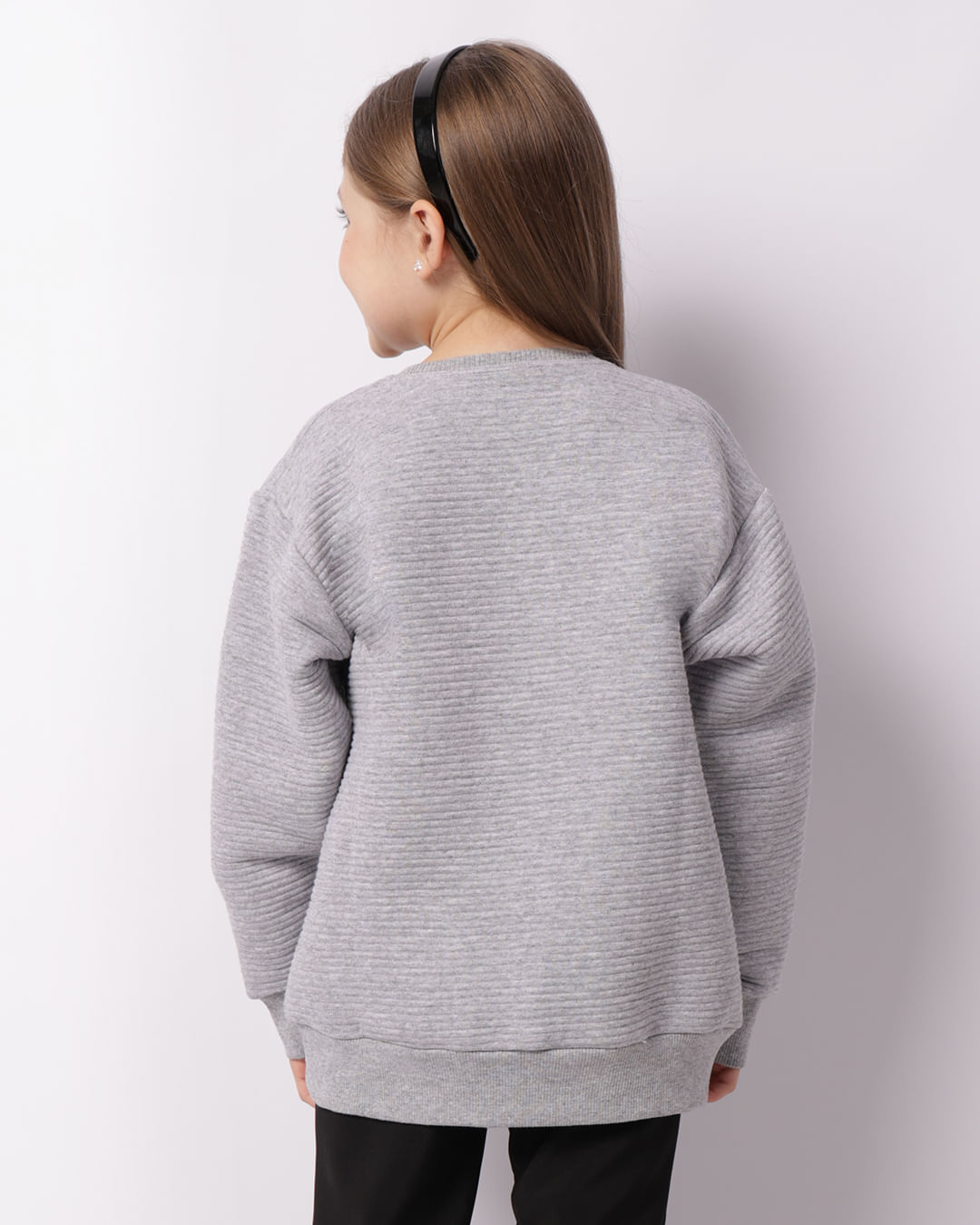 Blusão Moletom Infantil Texturizado Bordado Cinza-1747396631523