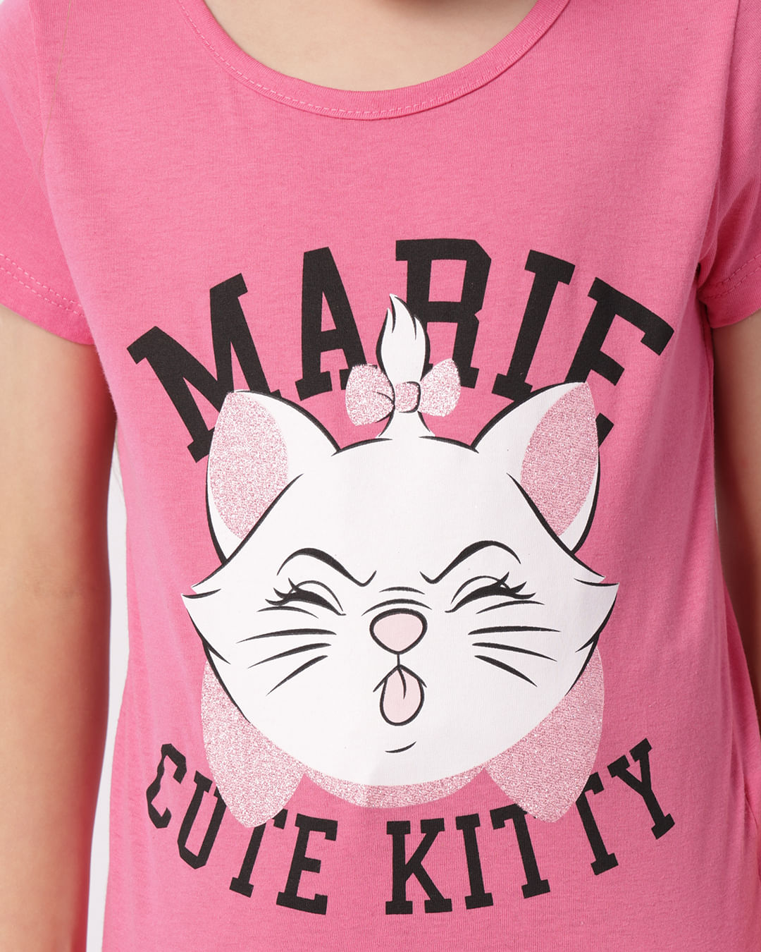 Camiseta Infantil Disney Marie Manga Curta Rosa-1747400591673