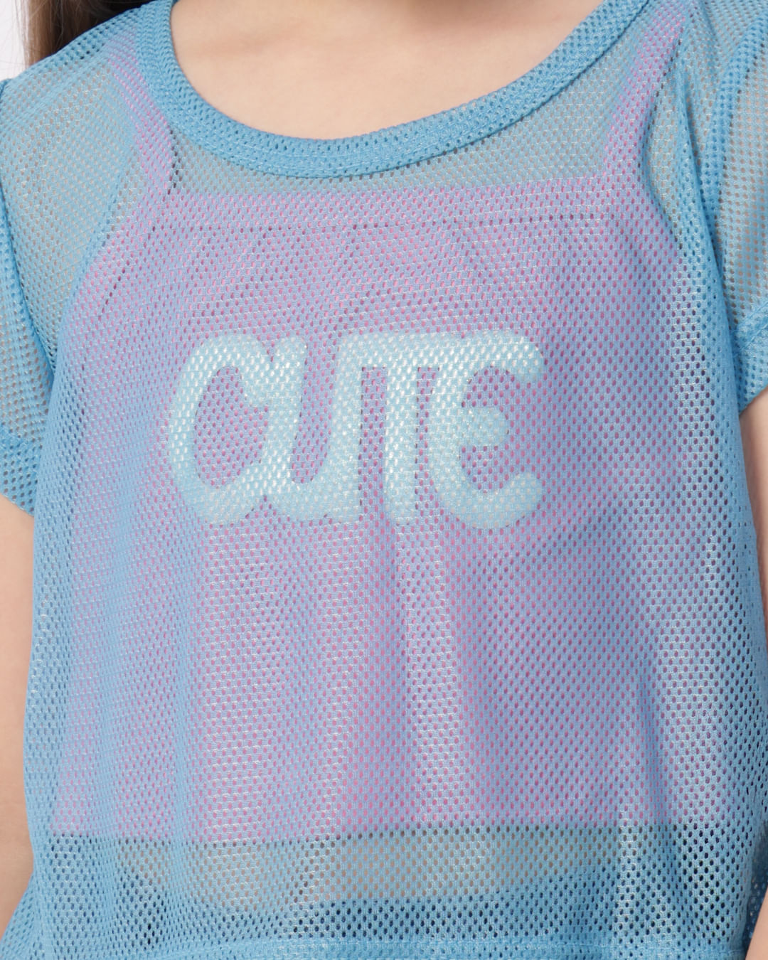 Regata Infantil Cropped Sobreposição Telada Azul-1747403964814