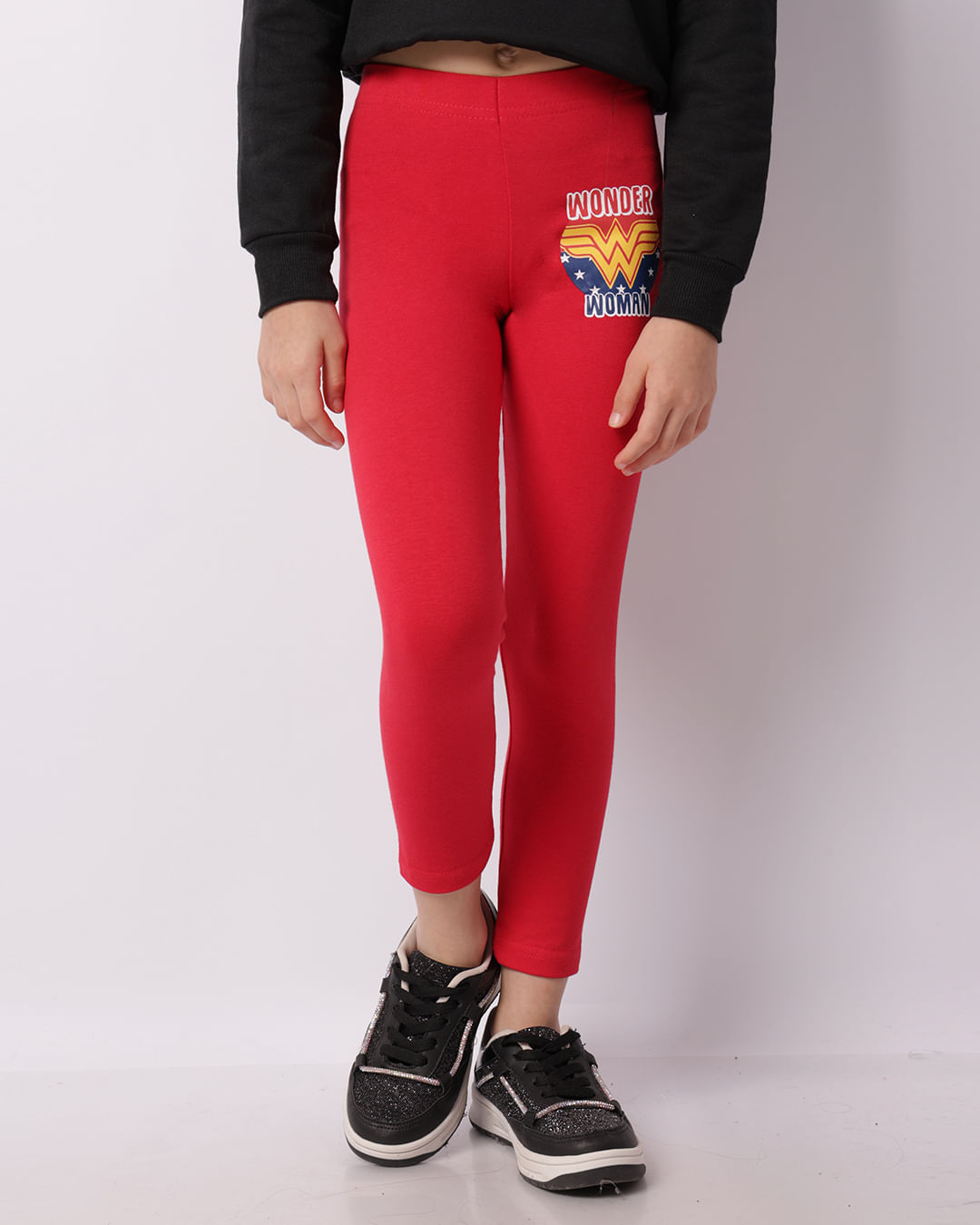 Calça Legging Infantil Dc Comics Mulher Maravilha Vermelha-1747408785668