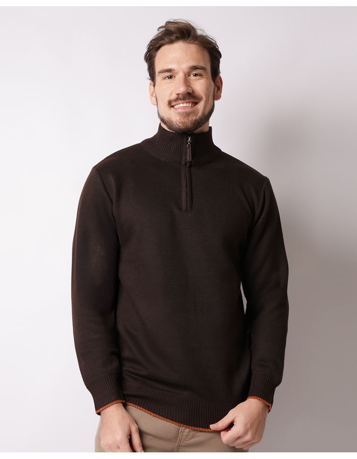 Tricot-Half-Ziper-Brown---Marrom