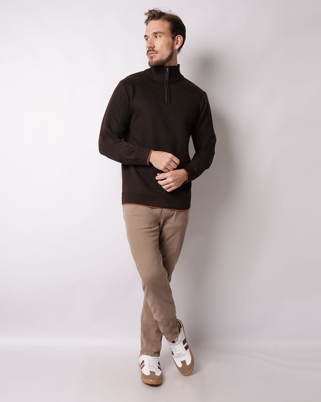 Tricot-Half-Ziper-Brown---Marrom