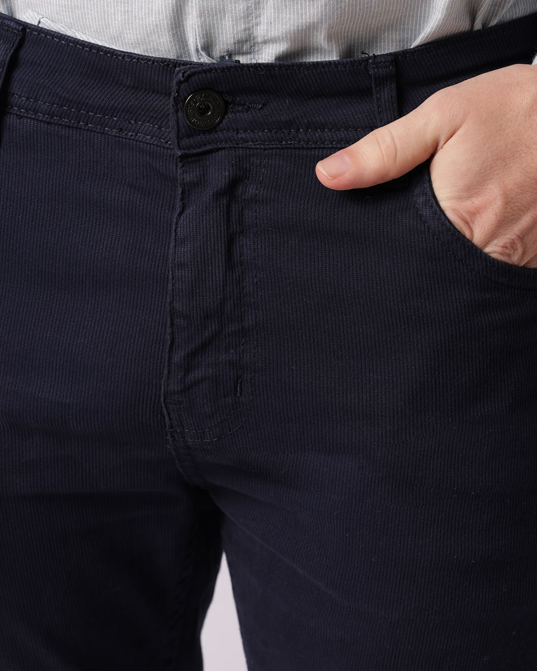 Calça Sarja Masculina Slim Cotelê Com Bolsos Marinho -1747420274768