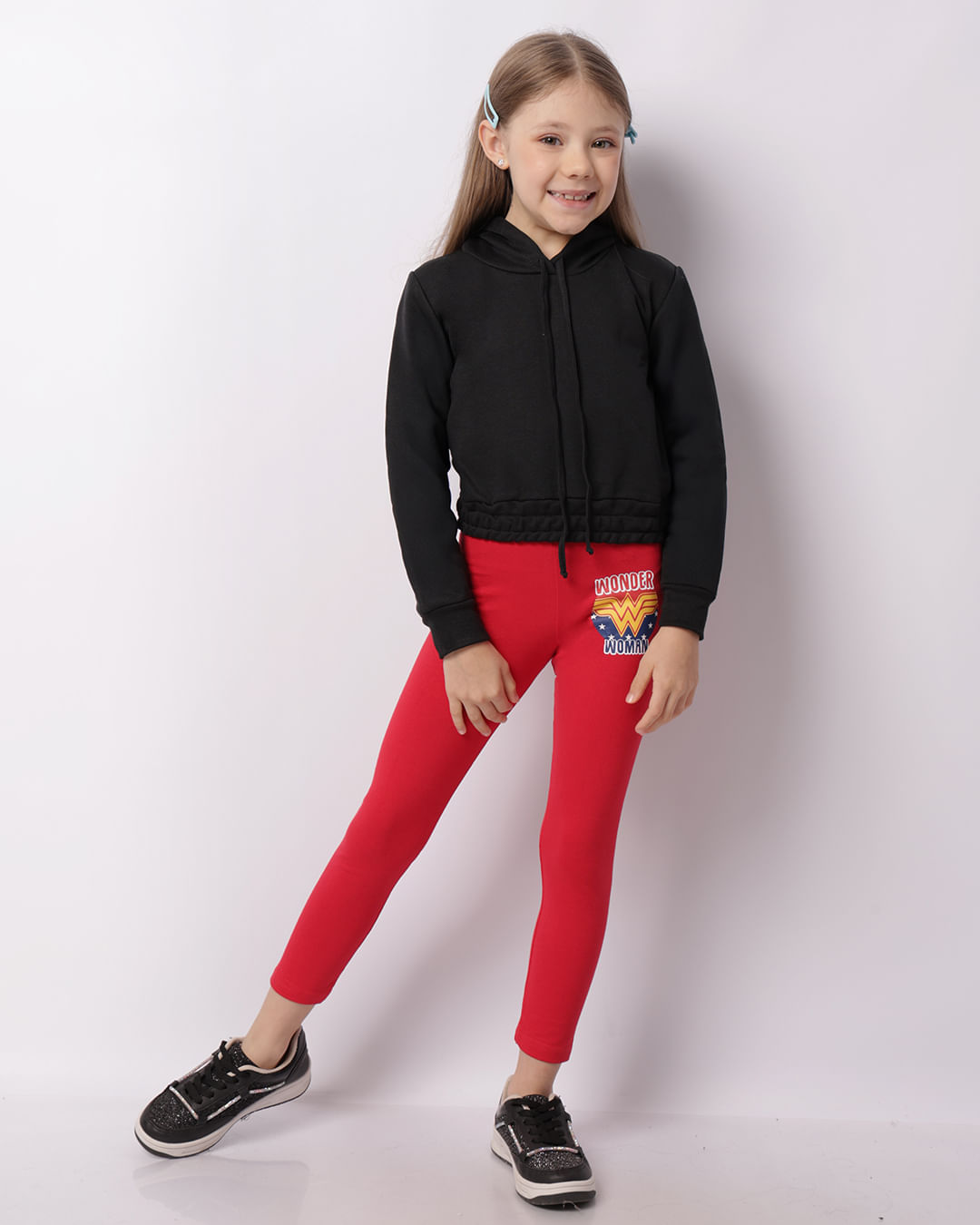 Blusão Moletom Infantil Cropped Capuz Preto-1747671819033