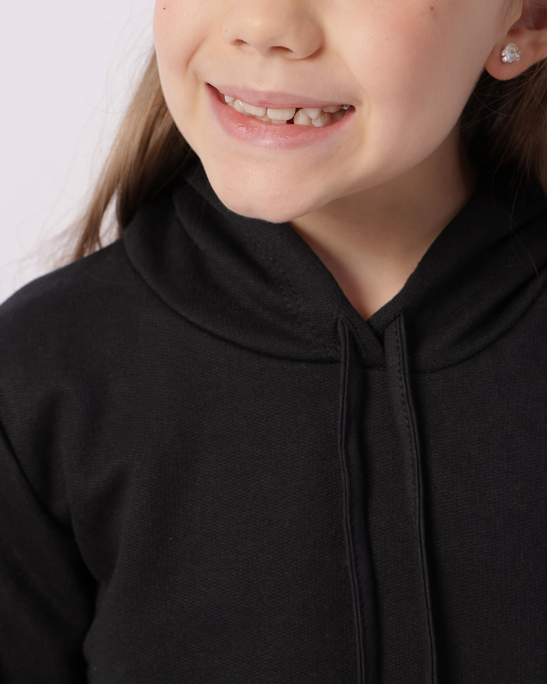 Blusão Moletom Infantil Cropped Capuz Preto-1747671825128