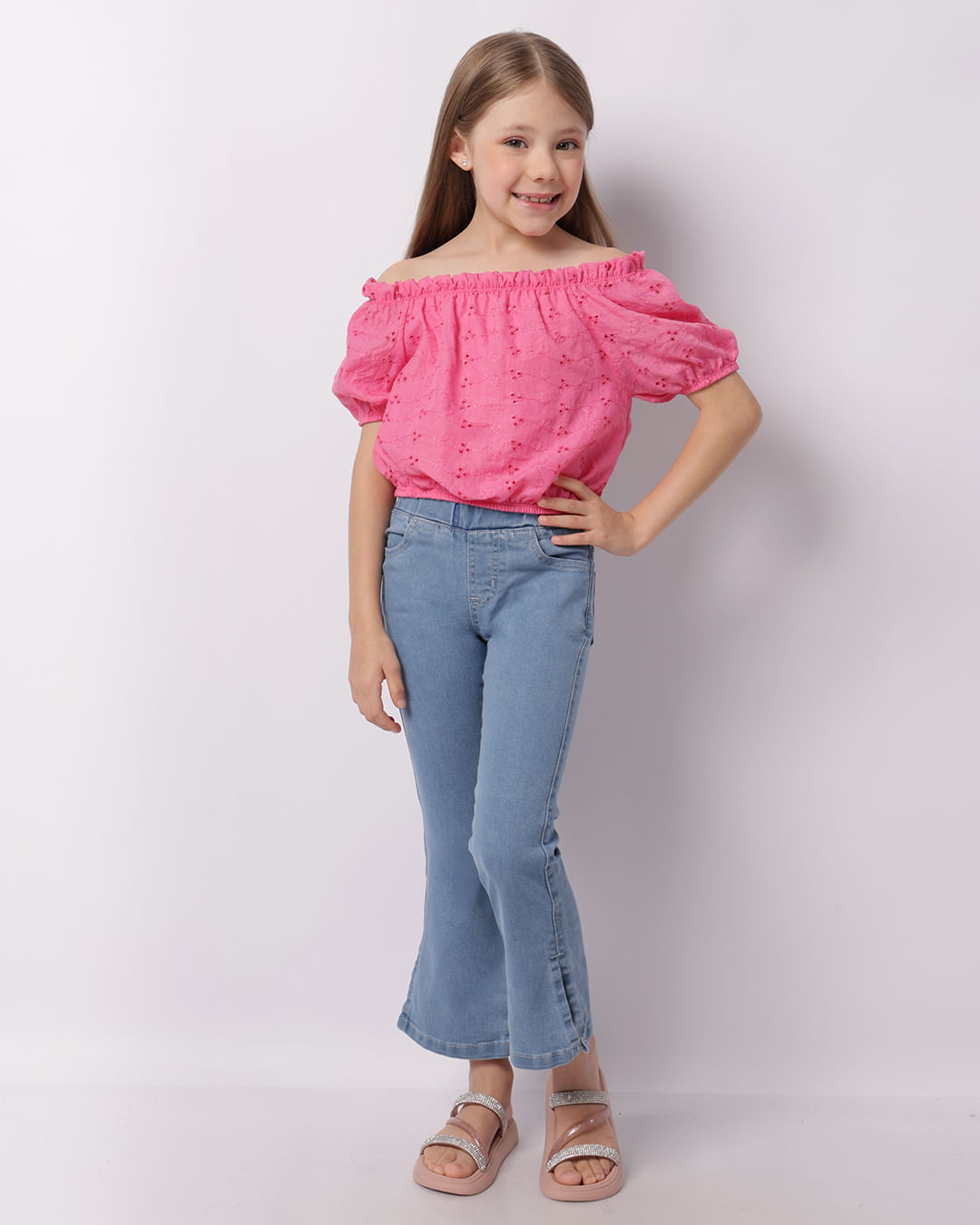 Blusa Infantil Cropped Ciganinha Laise Rosa-1747753295919