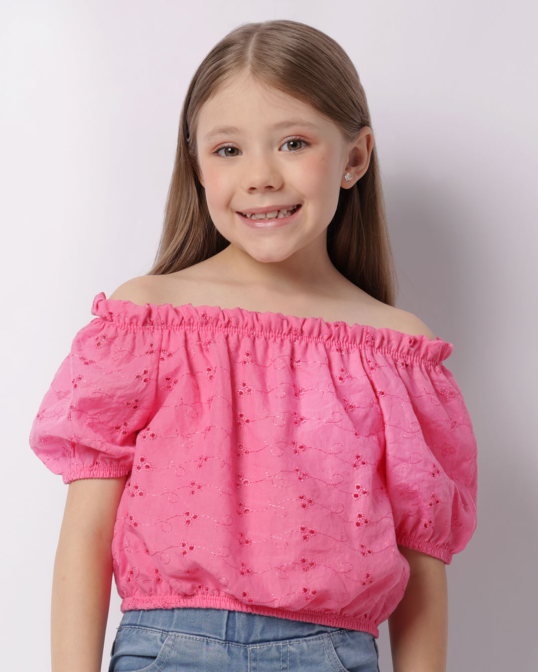 Blusa Infantil Cropped Ciganinha Laise Rosa-1747753274018