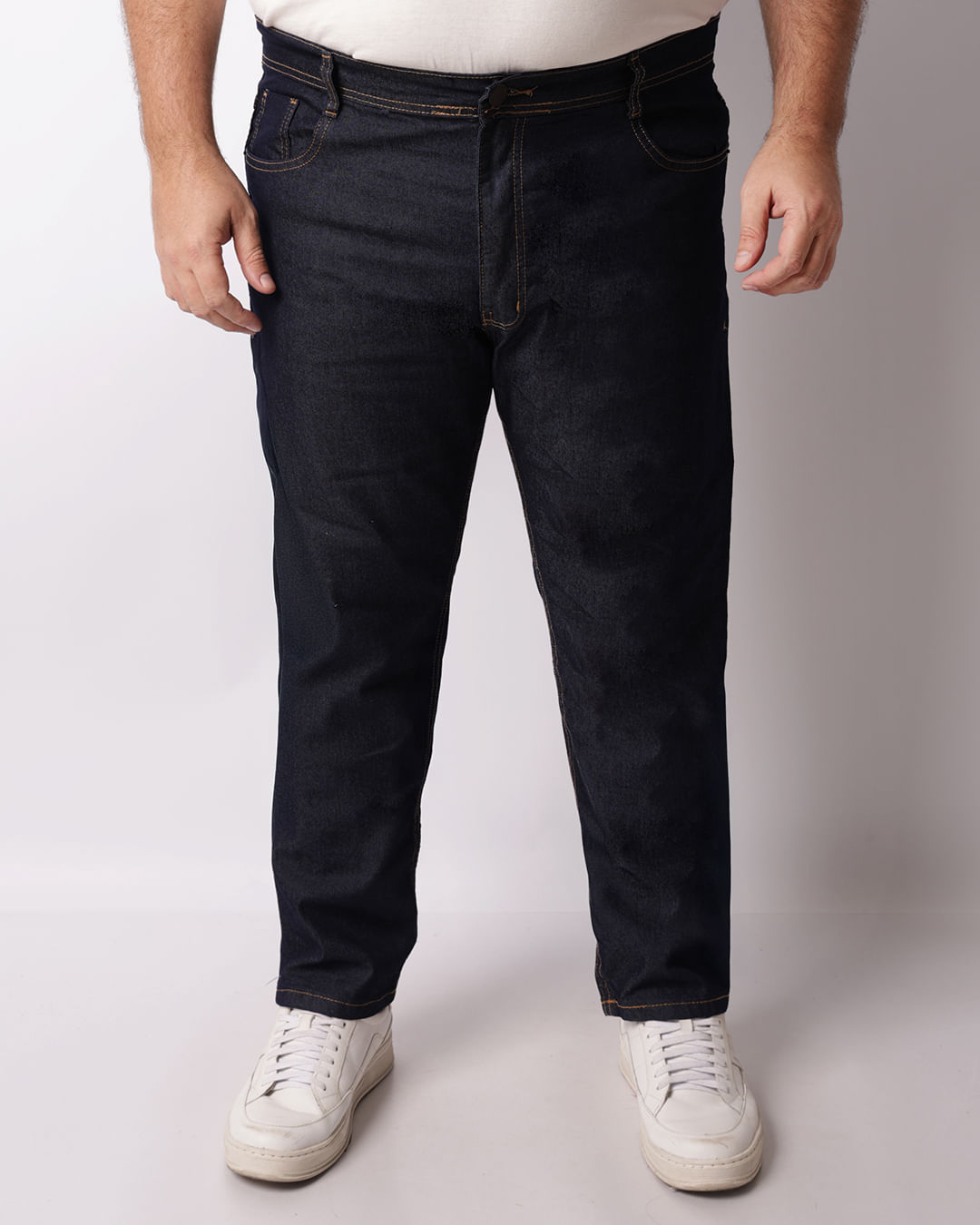 Calça Jeans Plus Size Masculina Reta Azul-1747847443441