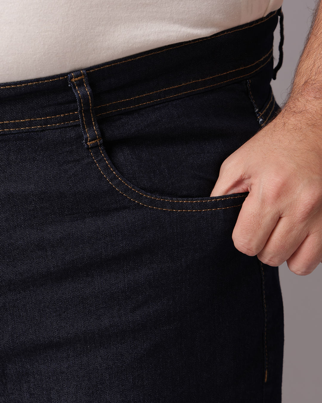 Calça Jeans Plus Size Masculina Reta Azul-1747847452337