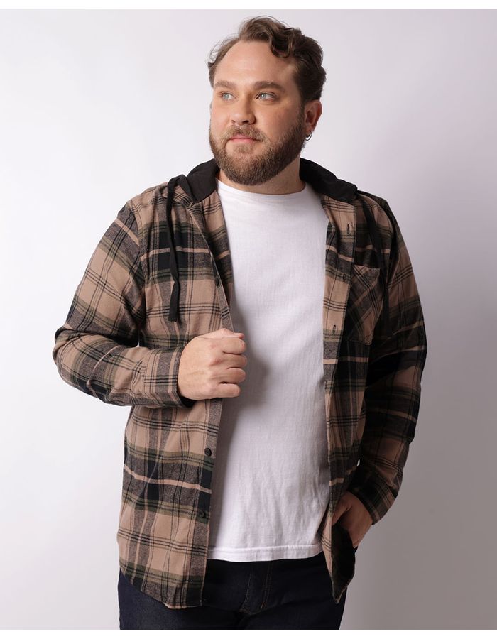 Camisa-Flanela-Ml-C-Capuz--Bege--Plus---Bege