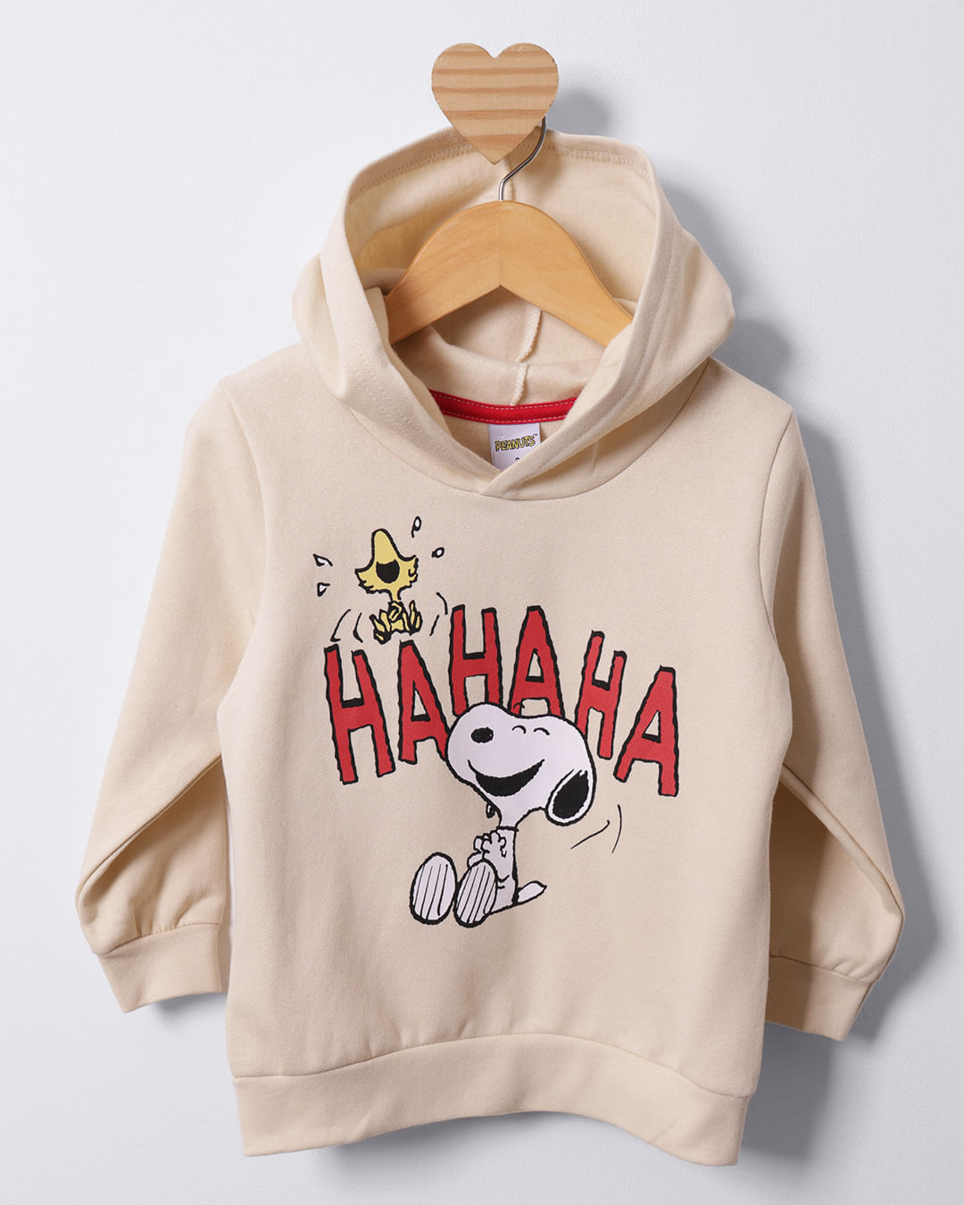 Blusão Moletom Bebê Peanuts Snoopy Com Capuz Bege