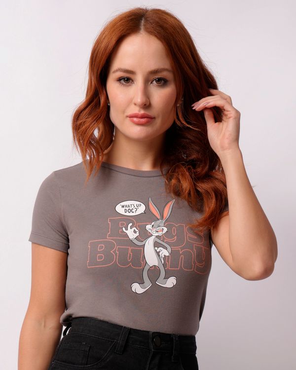 Camiseta Feminina Looney Tunes Pernalonga Cinza P