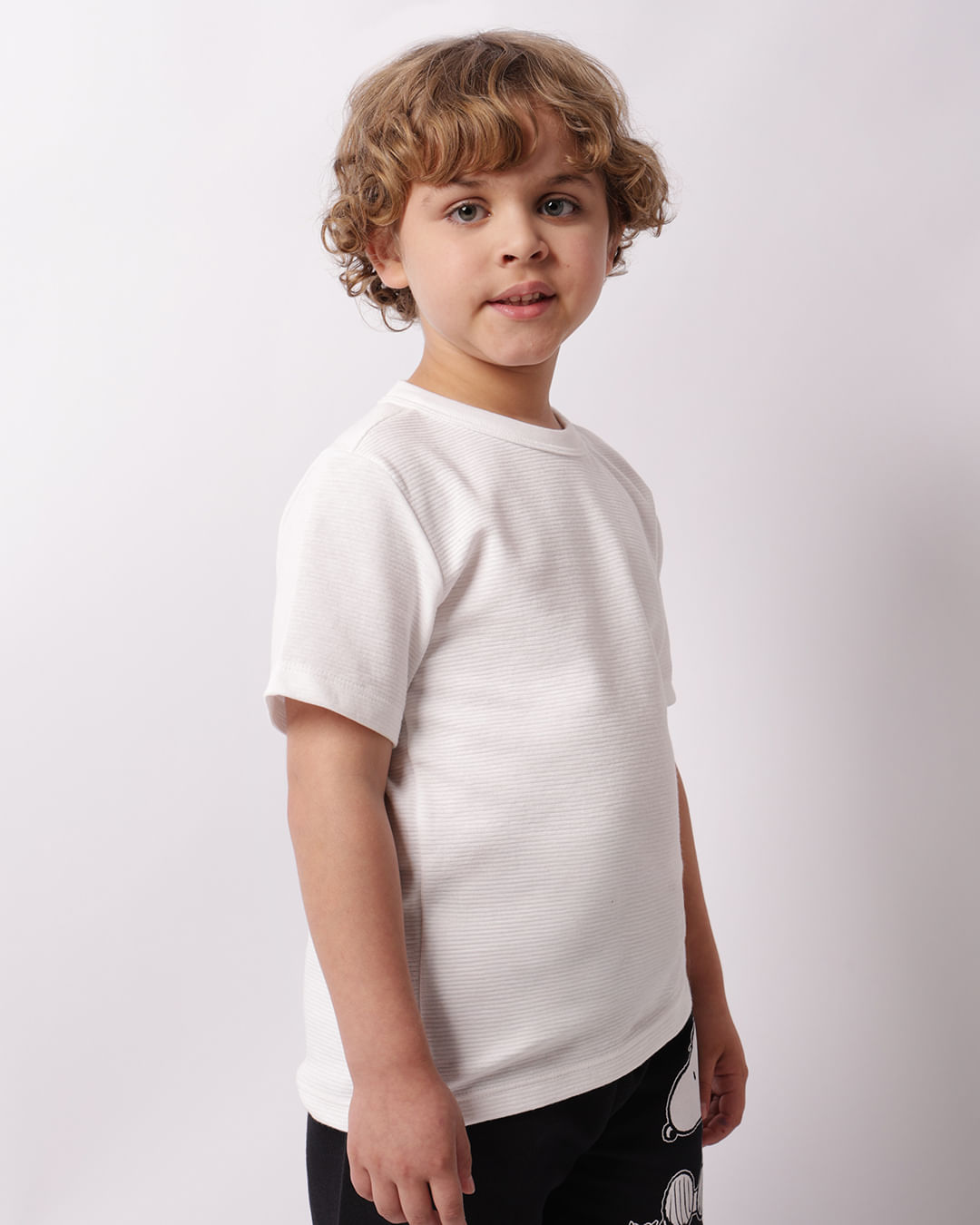 Camiseta Infantil Manga Curta Texturizada Branca