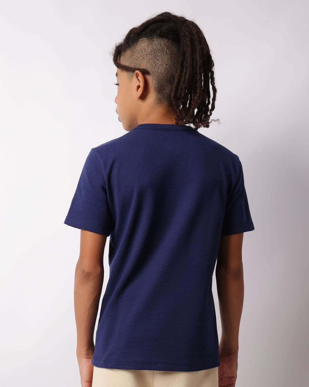 Camiseta Juvenil Básica Texturizada Manga Curta Marinho-1748280779706