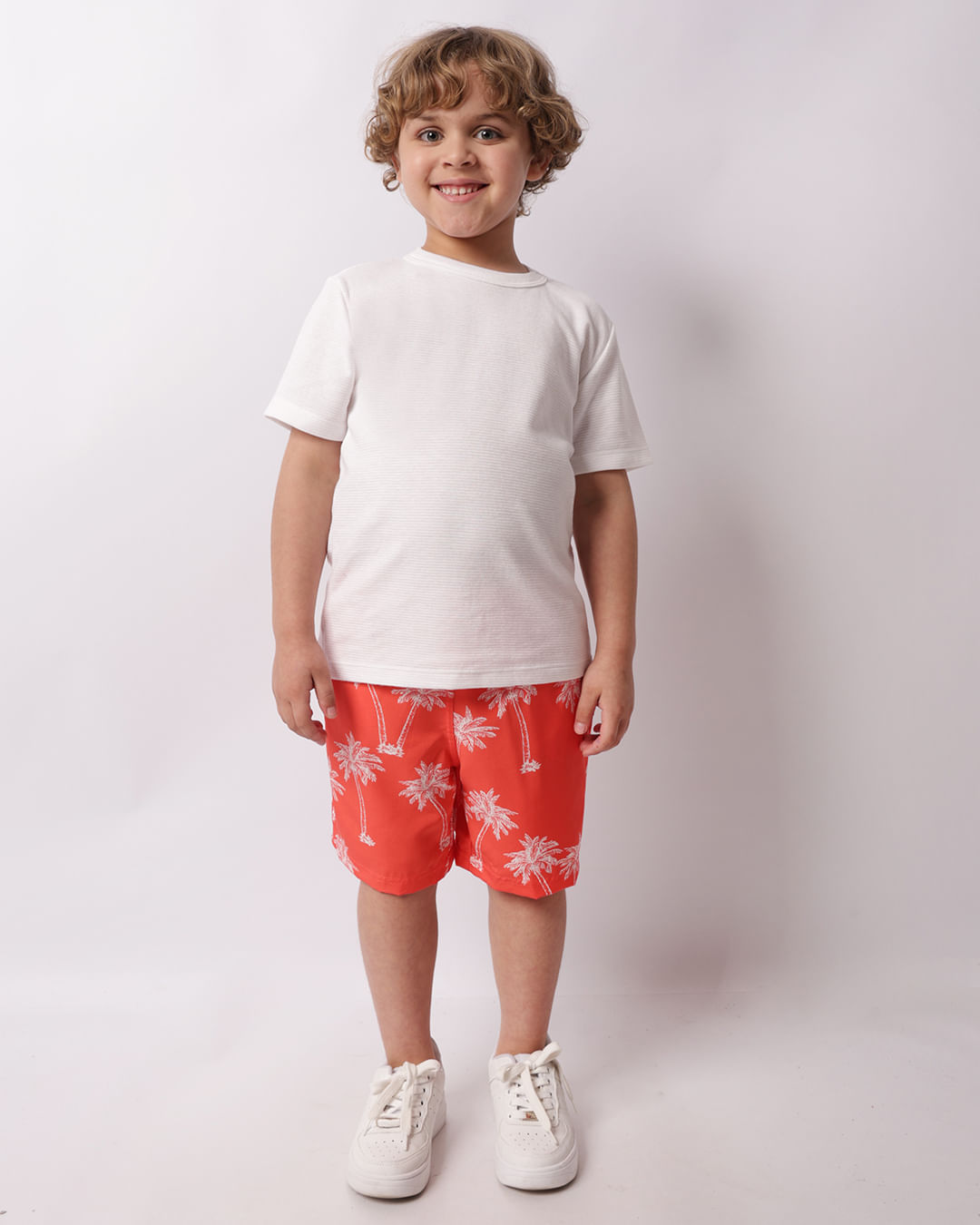 Bermuda Infantil Reta Estampa Tropical Laranja-1748285933681