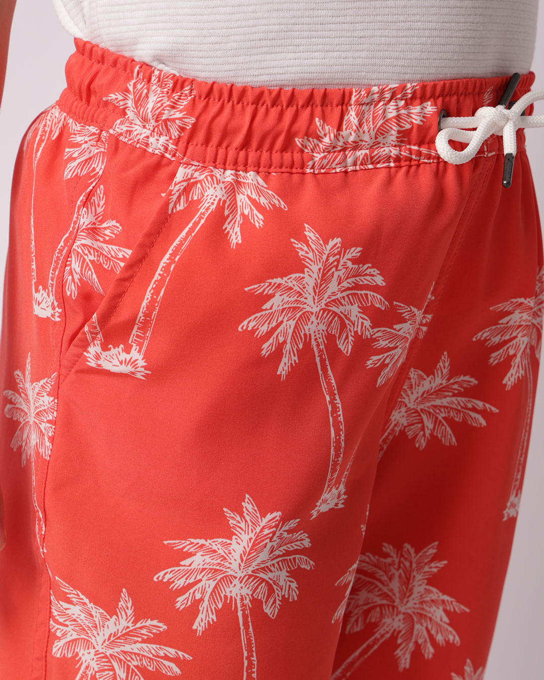 Bermuda Infantil Reta Estampa Tropical Laranja-1748285978189