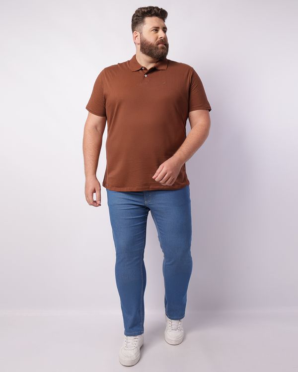 Calça Jeans Plus Size Masculina Reta Azul 50