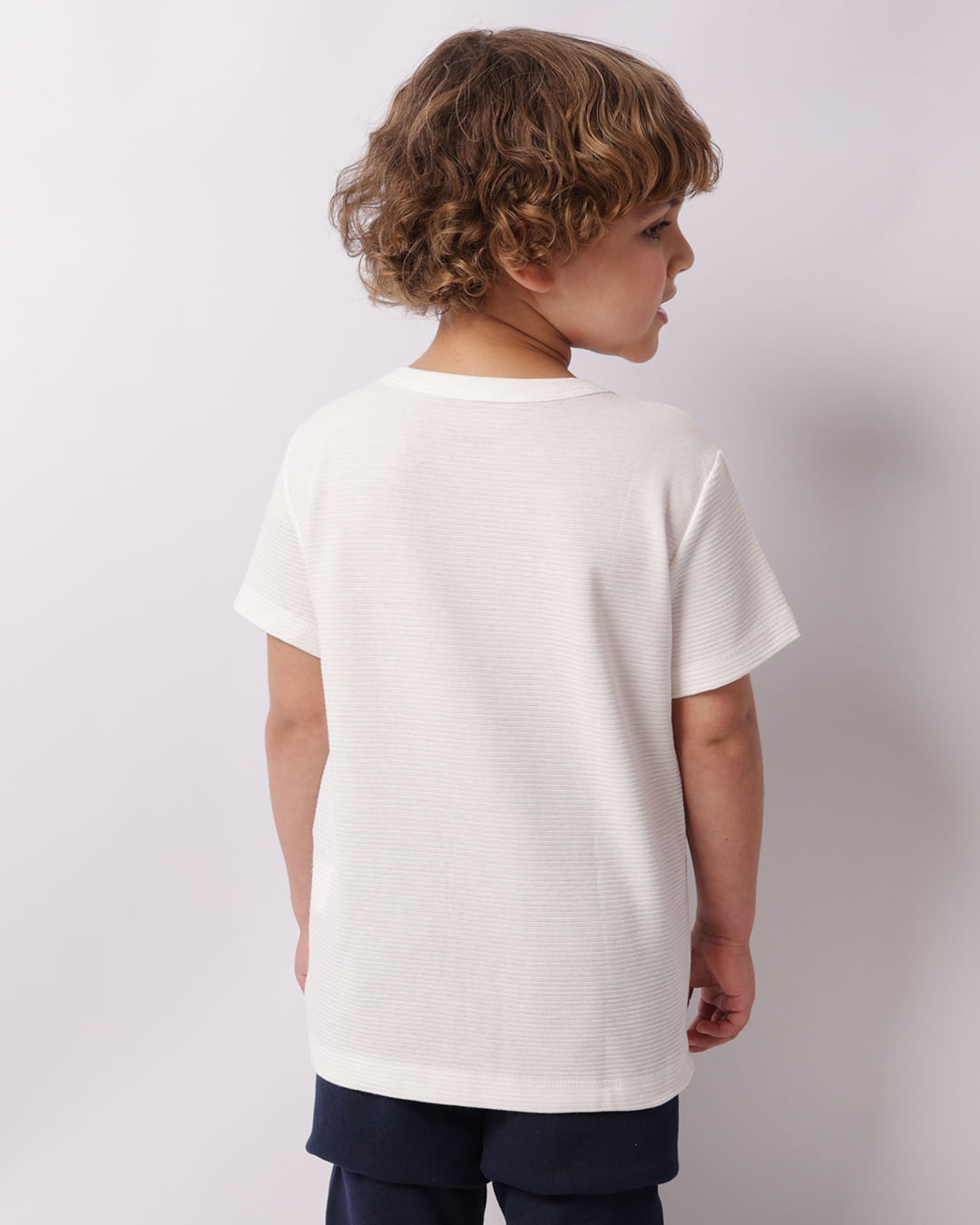 Camiseta Infantil Manga Curta Texturizada Off White-1748291343644