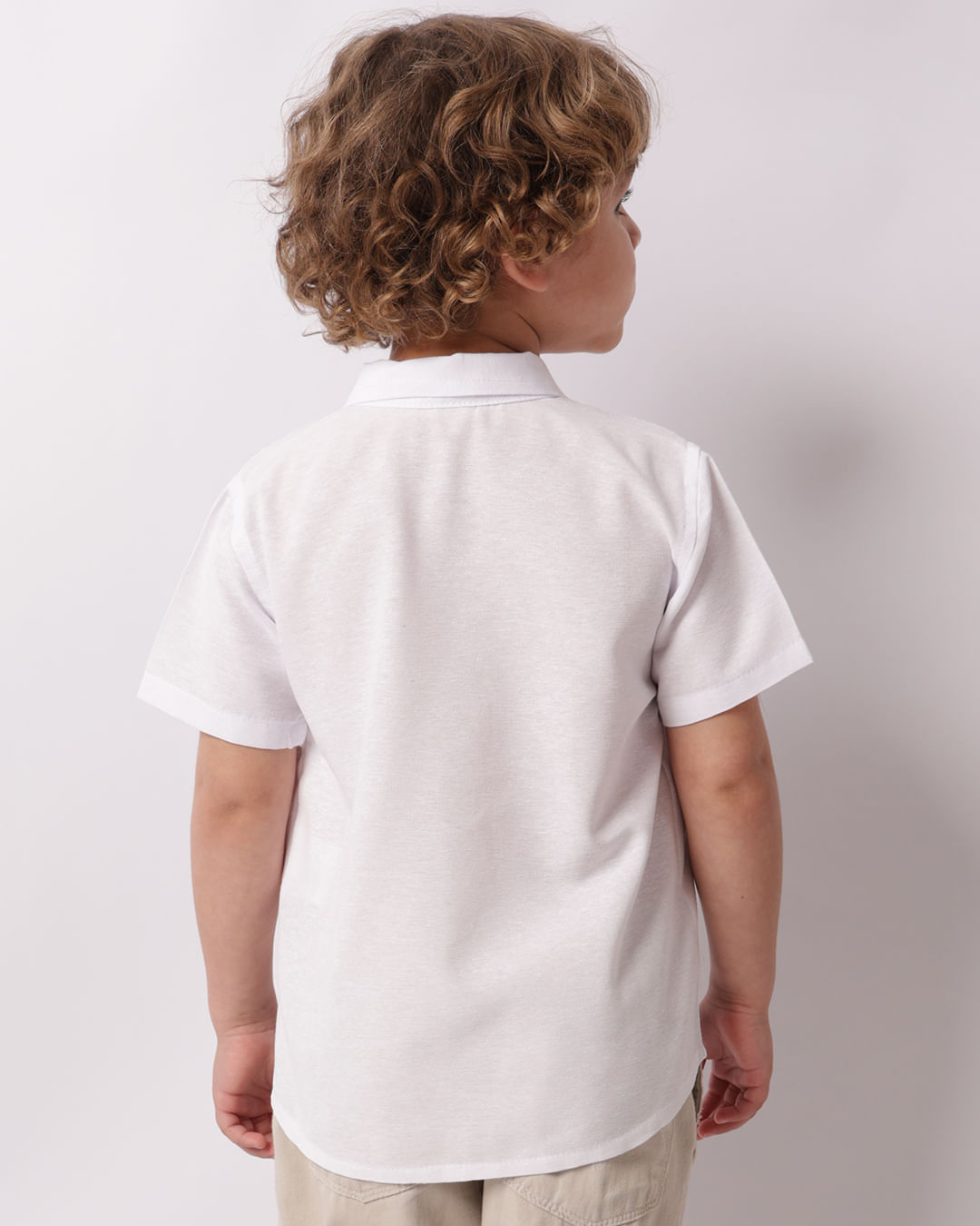Camisa Infantil Manga Curta Bolsinho Frontal Branca-1748292368315
