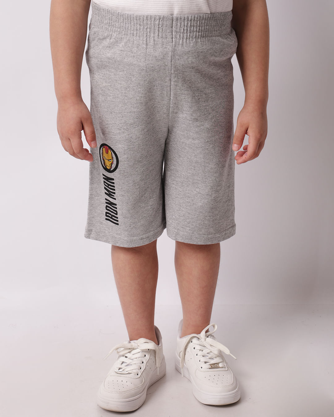 Bermuda Infantil Moletinho Marvel Estampa Homem De Ferro Cinza-1748345035450