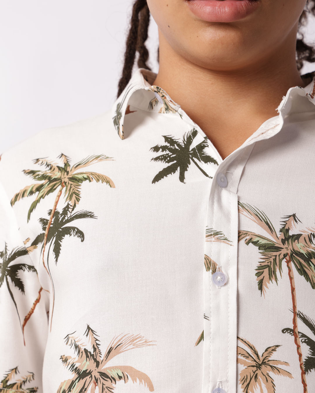 Camisa Juvenil Viscose Estampada Floral Branca-1748345406895