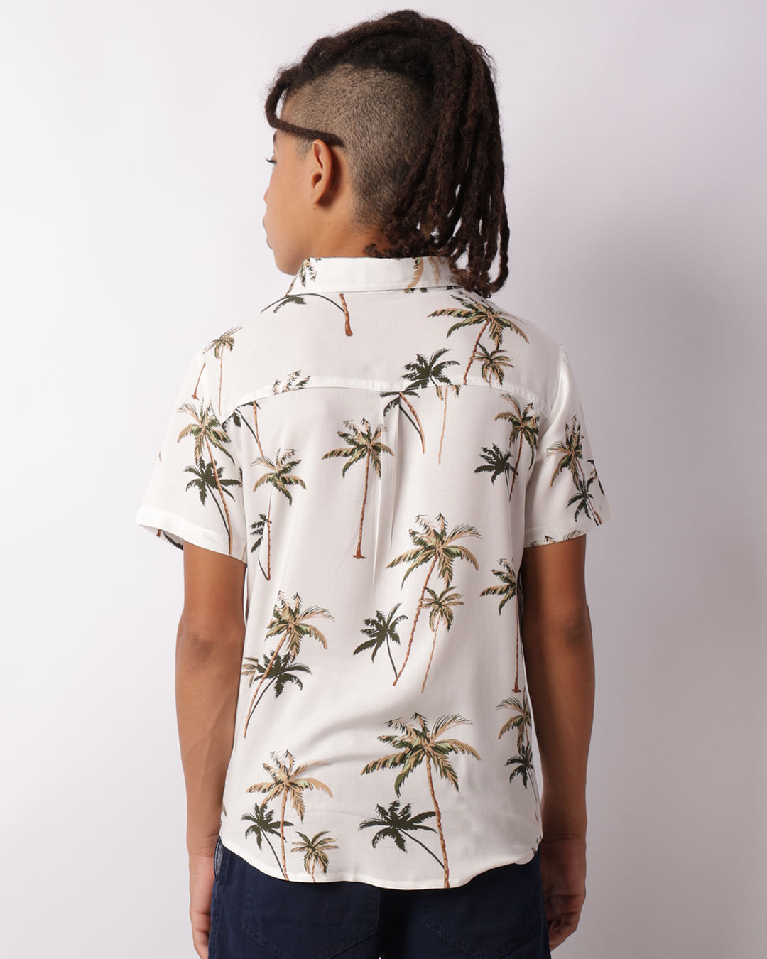 Camisa Juvenil Viscose Estampada Floral Branca
